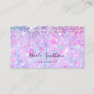 purple faux glitter opal mineral business card