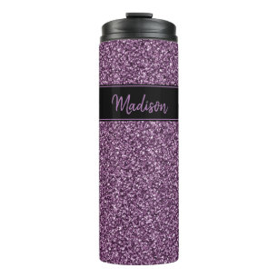 Purple Faux Glitter Shimmer Texture Name Thermal Tumbler