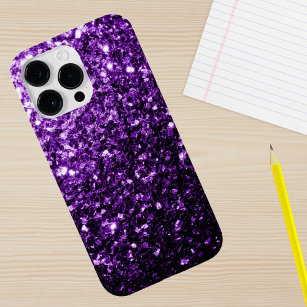 Purple faux glitter sparkles bling  iPhone 15 pro case