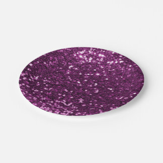 Purple Faux Glitter Sparkles Paper Plate