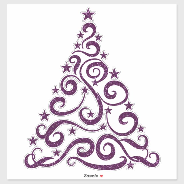 Purple Faux Glitter Swirl Christmas Tree (Sheet)