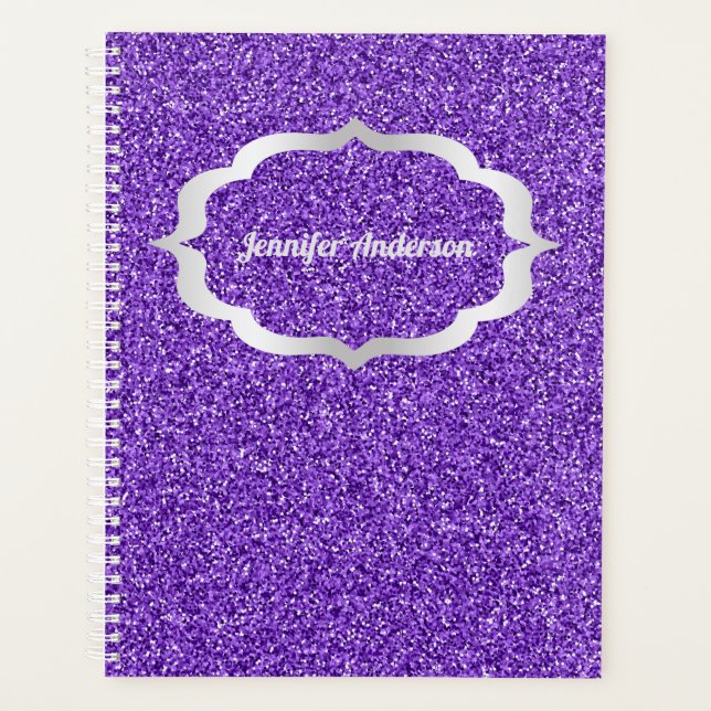 Purple Faux Glitter Your Name Share Your Sparkle Planner (Front)