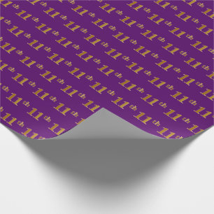 Purple, Faux Gold 11th (Eleventh) Event Wrapping Paper