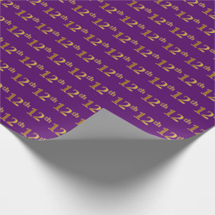 Purple, Faux Gold 12th (Twelfth) Event Wrapping Paper