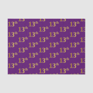 Purple, Faux Gold 13th (Thirteenth) Event Tissue Paper