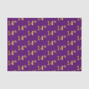 Purple, Faux Gold 14th (Fourteenth) Event Tissue Paper