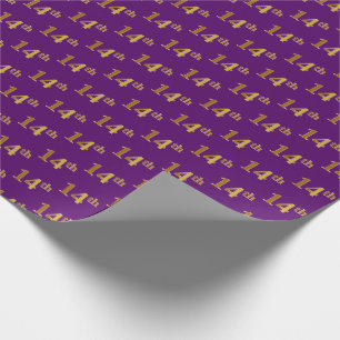 Purple, Faux Gold 14th (Fourteenth) Event Wrapping Paper