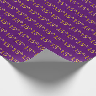 Purple, Faux Gold 15th (Fifteenth) Event Wrapping Paper