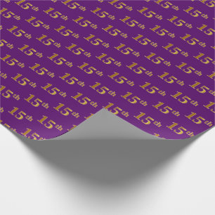 Purple, Faux Gold 15th (Fifteenth) Event Wrapping Paper