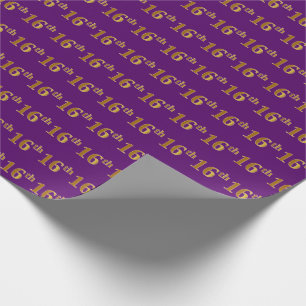 Purple, Faux Gold 16th (Sixteenth) Event Wrapping Paper