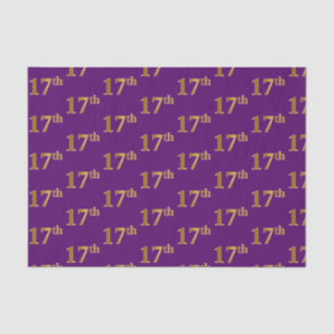 Purple, Faux Gold 17th (Seventeenth) Event Tissue Paper