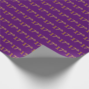 Purple, Faux Gold 17th (Seventeenth) Event Wrapping Paper