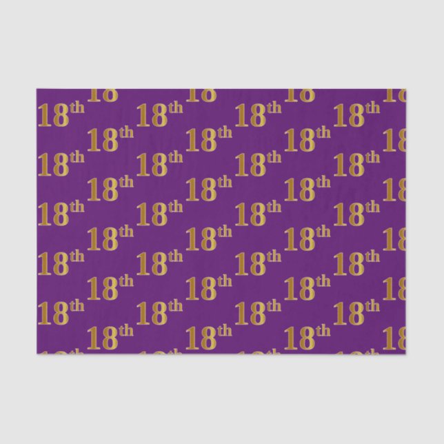 Purple, Faux Gold 18th (Eighteenth) Event Tissue Paper (Front)