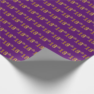 Purple, Faux Gold 18th (Eighteenth) Event Wrapping Paper