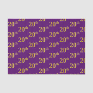 Purple, Faux Gold 20th (Twentieth) Event Tissue Paper