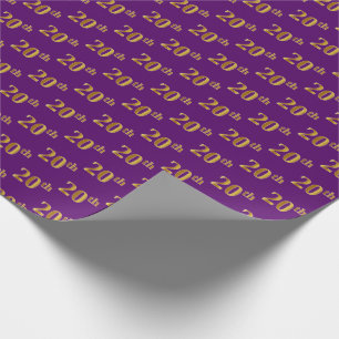 Purple, Faux Gold 20th (Twentieth) Event Wrapping Paper