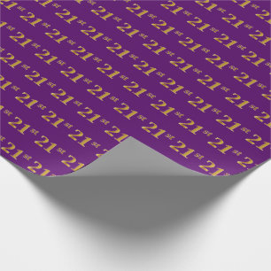 Purple, Faux Gold 21st (Twenty-First) Event Wrapping Paper