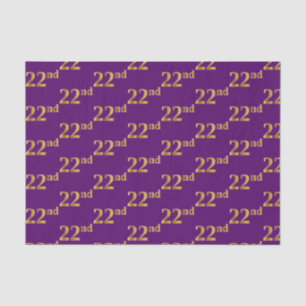 Purple, Faux Gold 22nd (Twenty-Second) Event Tissue Paper