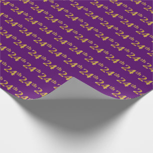 Purple, Faux Gold 24th (Twenty-Fourth) Event Wrapping Paper