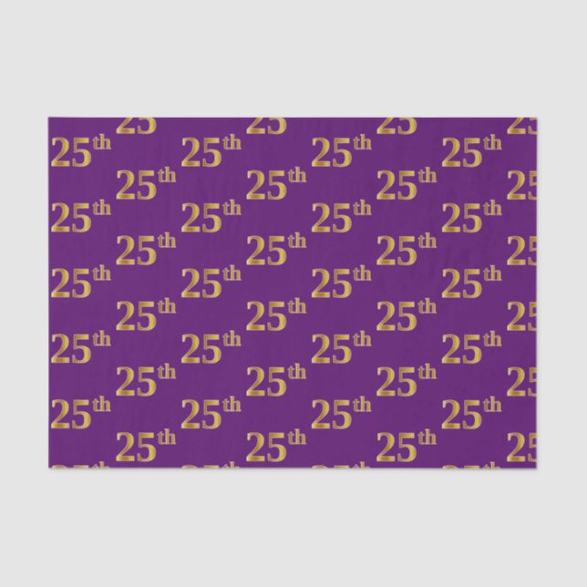 Purple, Faux Gold 25th (Twenty-Fifth) Event Tissue Paper (Front)