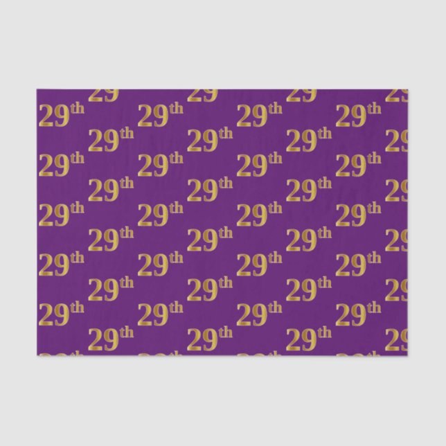 Purple, Faux Gold 29th (Twenty-Ninth) Event Tissue Paper (Front)