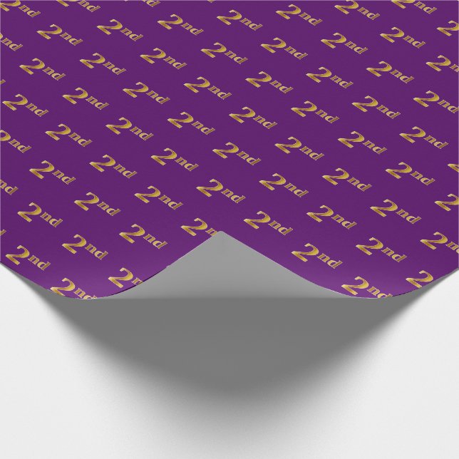 Purple, Faux Gold 2nd (Second) Event Wrapping Paper (Corner)