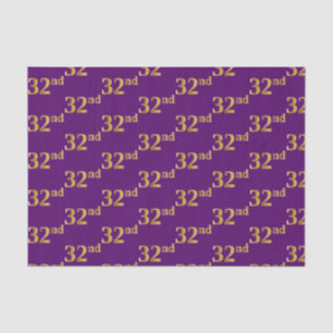 Purple, Faux Gold 32nd (Thirty-Second) Event Tissue Paper