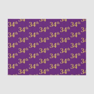 Purple, Faux Gold 34th (Thirty-Fourth) Event Tissue Paper