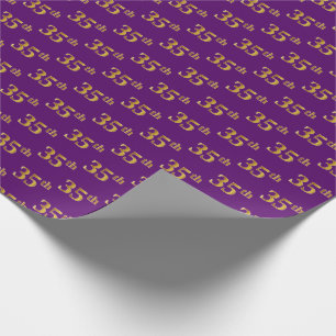 Purple, Faux Gold 35th (Thirty-Fifth) Event Wrapping Paper