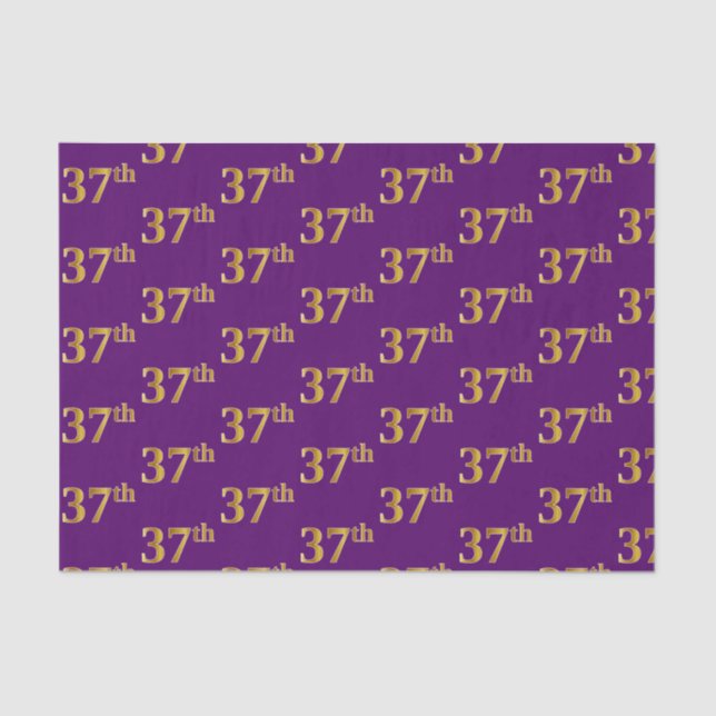 Purple, Faux Gold 37th (Thirty-Seventh) Event Tissue Paper (Front)