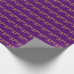 Purple, Faux Gold 37th (Thirty-Seventh) Event Wrapping Paper