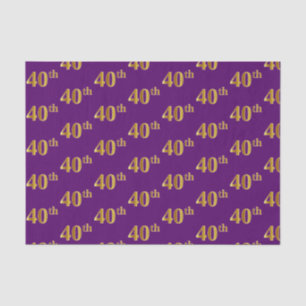 Purple, Faux Gold 40th (Fortieth) Event Tissue Paper