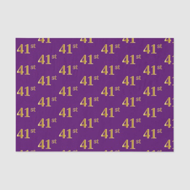 Purple, Faux Gold 41st (Forty-First) Event Tissue Paper (Front)