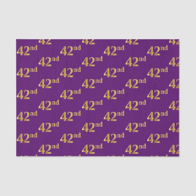 Purple, Faux Gold 42nd (Forty-Second) Event Tissue Paper (Front)
