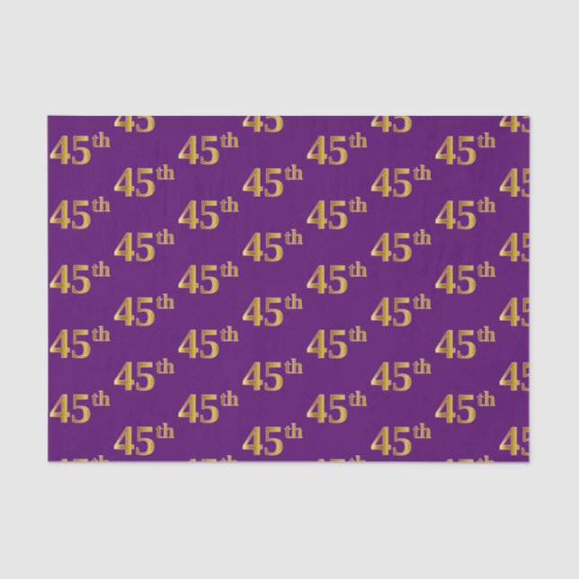 Purple, Faux Gold 45th (Forty-Fifth) Event Tissue Paper (Front)