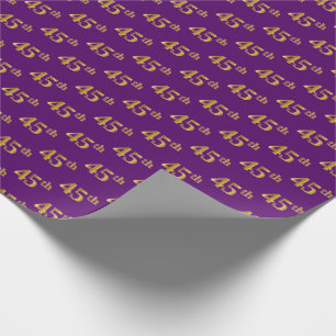 Purple, Faux Gold 45th (Forty-Fifth) Event Wrapping Paper