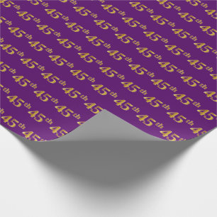 Purple, Faux Gold 45th (Forty-Fifth) Event Wrapping Paper