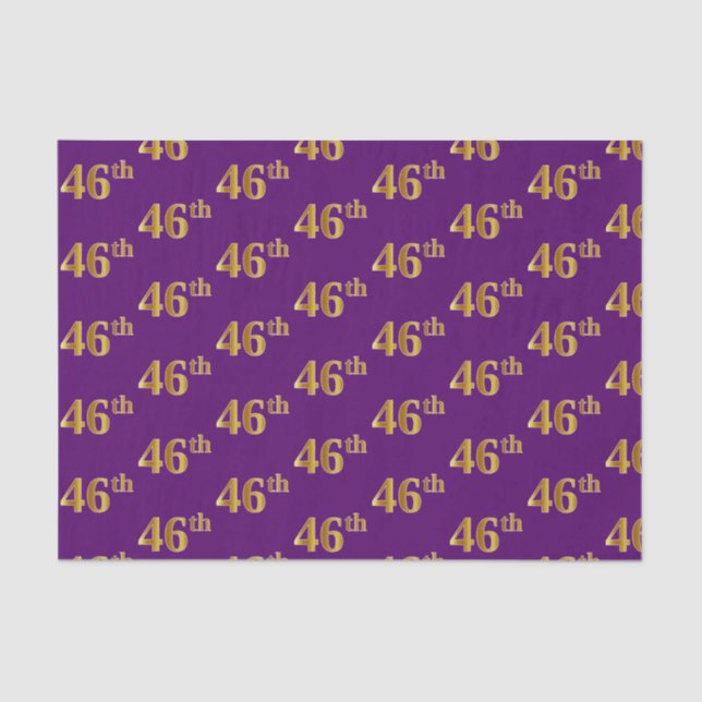 Purple, Faux Gold 46th (Forty-Sixth) Event Tissue Paper (Front)