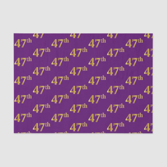 Purple, Faux Gold 47th (Forty-Seventh) Event Tissue Paper (Front)