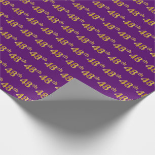 Purple, Faux Gold 48th (Forty-Eighth) Event Wrapping Paper