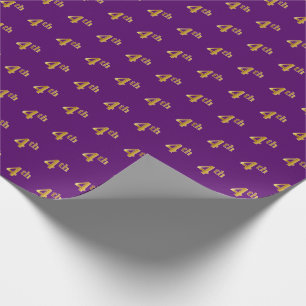 Purple, Faux Gold 4th (Fourth) Event Wrapping Paper