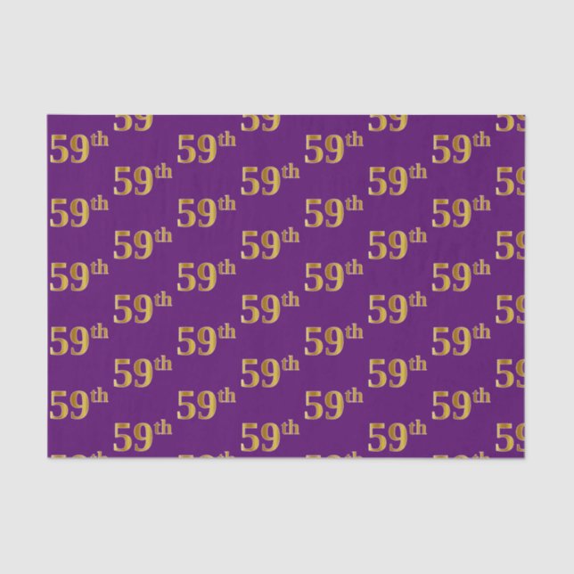 Purple, Faux Gold 59th (Fifty-Ninth) Event Tissue Paper (Front)