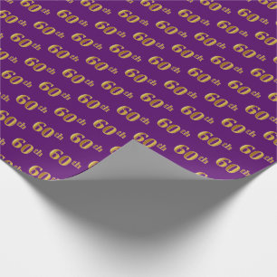 Purple, Faux Gold 60th (Sixtieth) Event Wrapping Paper