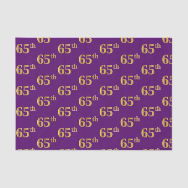 Purple, Faux Gold 65th (Sixty-Fifth) Event Tissue Paper (Front)