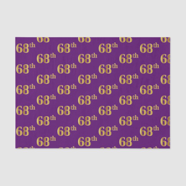 Purple, Faux Gold 68th (Sixty-Eighth) Event Tissue Paper (Front)