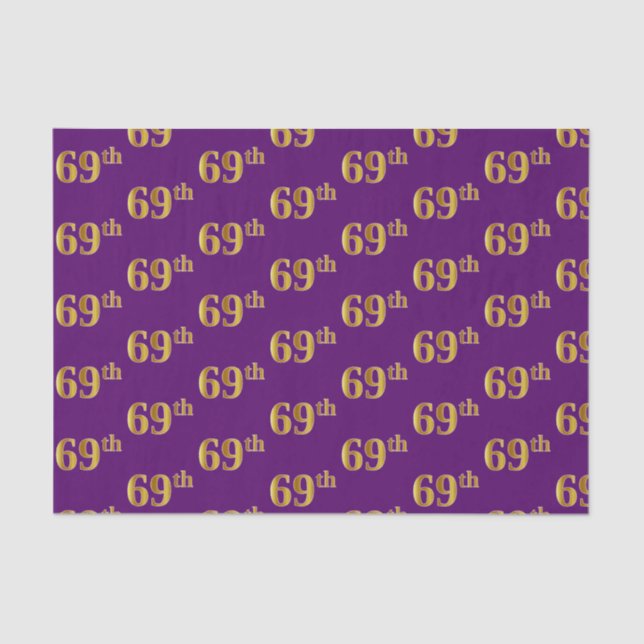 Purple, Faux Gold 69th (Sixty-Ninth) Event Tissue Paper (Front)
