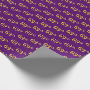 Purple, Faux Gold 69th (Sixty-Ninth) Event Wrapping Paper