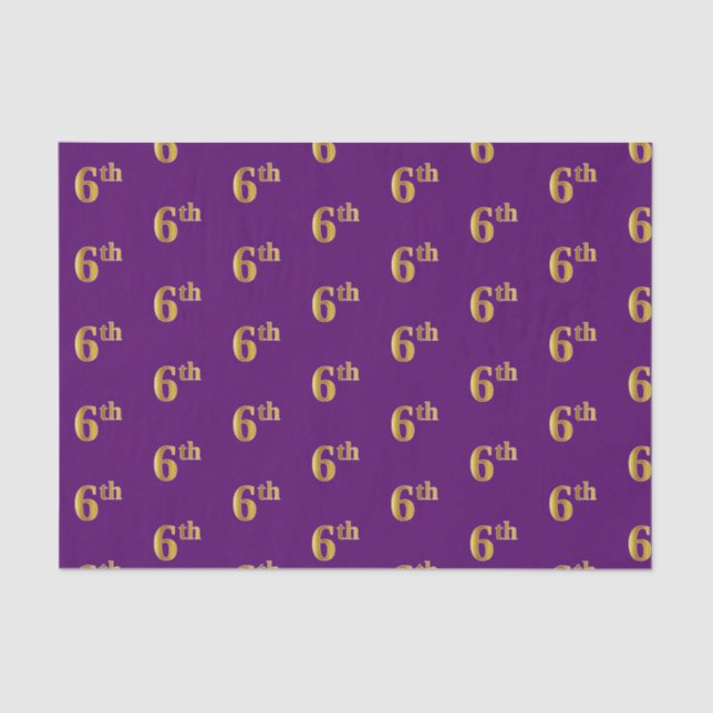 Purple, Faux Gold 6th (Sixth) Event Tissue Paper (Front)