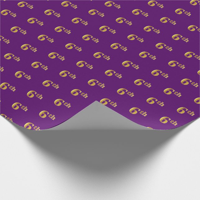 Purple, Faux Gold 6th (Sixth) Event Wrapping Paper (Corner)
