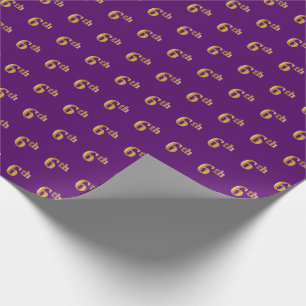 Purple, Faux Gold 6th (Sixth) Event Wrapping Paper